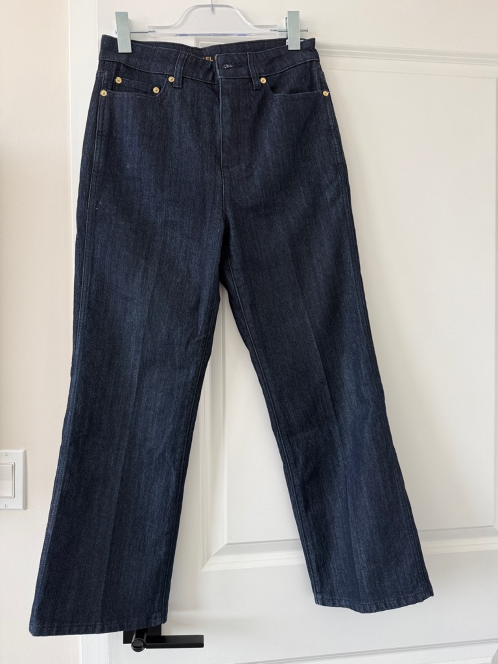 Michael Kors Dark Indigo Straight-Leg Jeans with Gold Rivets